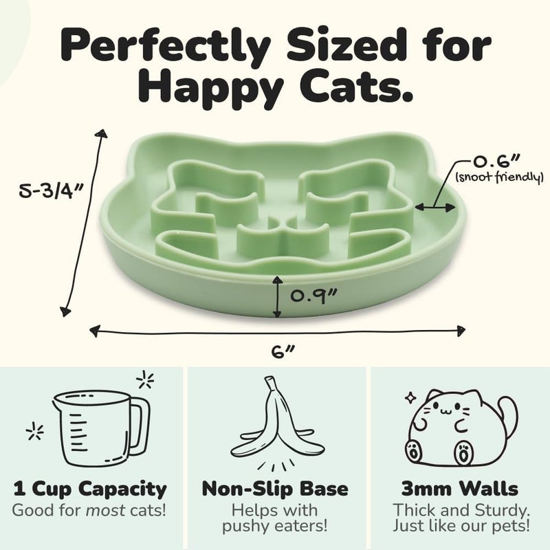 Snugli Slow Feeder Cat Bowl | Cat Puzzle Feeder for Slow Eating, Mental Enrichment, Digestion, & Bloat Relief | Non-Slip Silicone, Dishwasher Safe, 1 Cup (Matcha) - Image 5